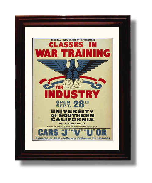USC Classes for War Training war poster wall art 8x10 Beveled Frame