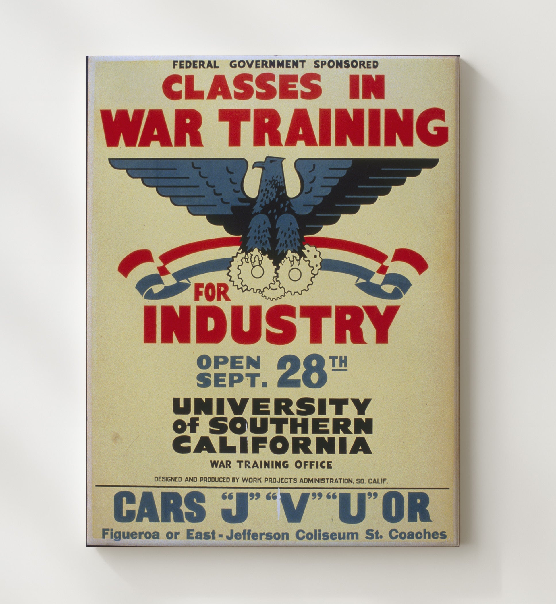 USC Classes for War Training vintage war canvas 20x24