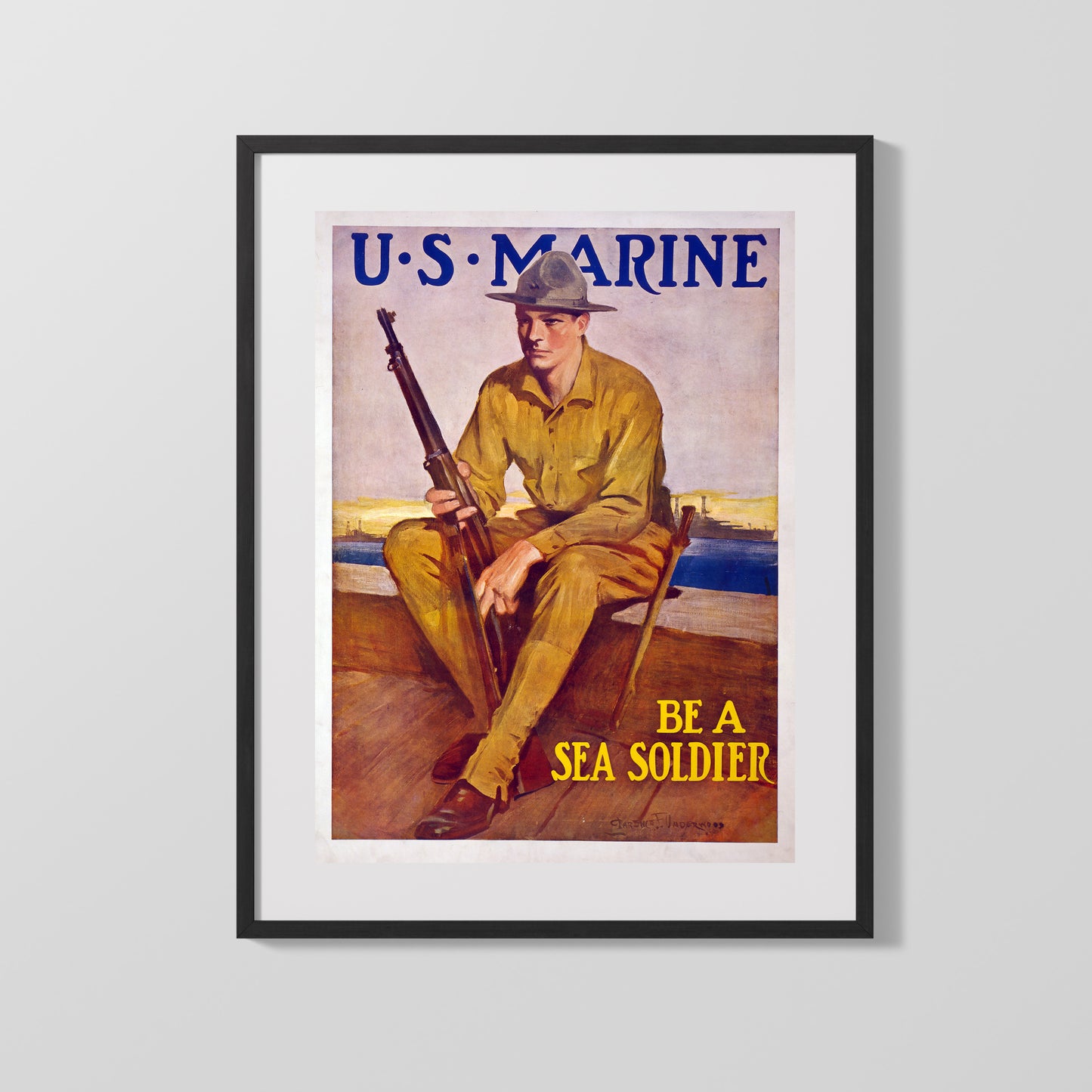 Vintage War Poster - US Marine enlist to Be A Sea Soldier