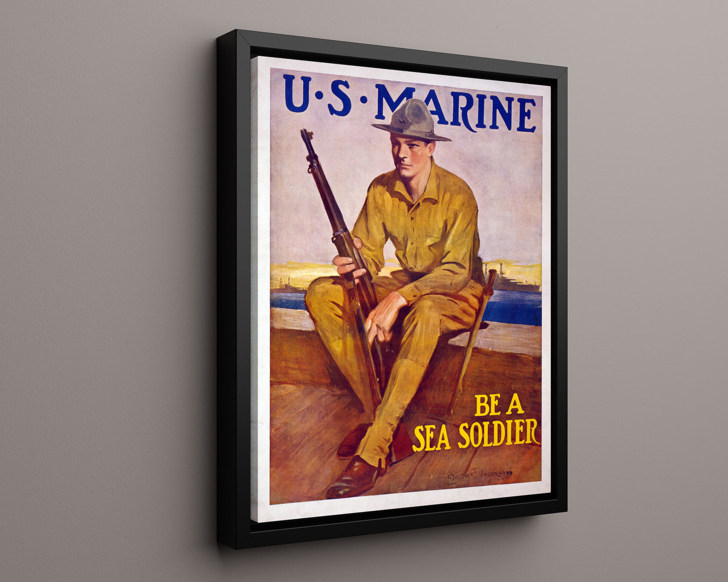 Vintage War Poster - US Marine enlist to Be A Sea Soldier