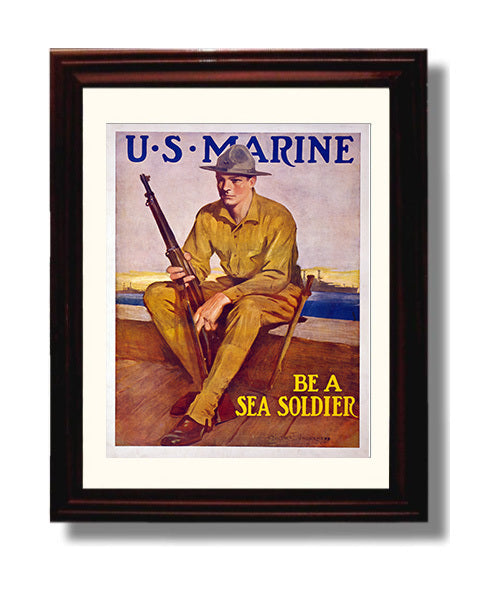 Vintage War Poster - US Marine enlist to Be A Sea Soldier