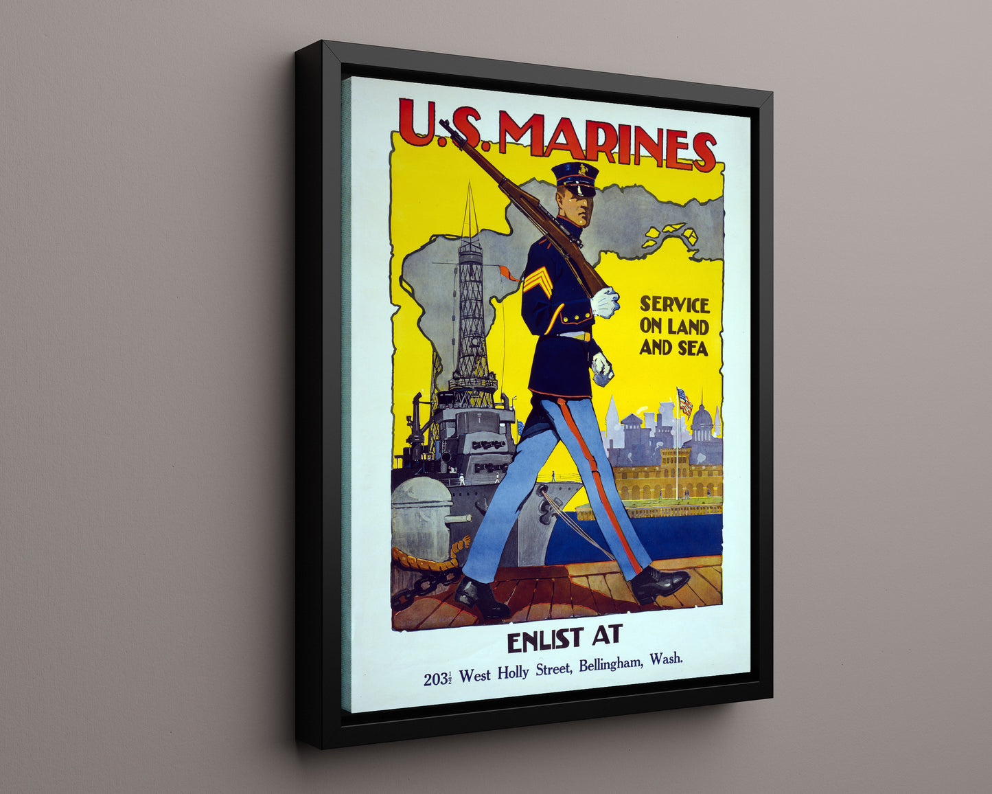 Vintage War Poster - US Marines Enlist in Washington