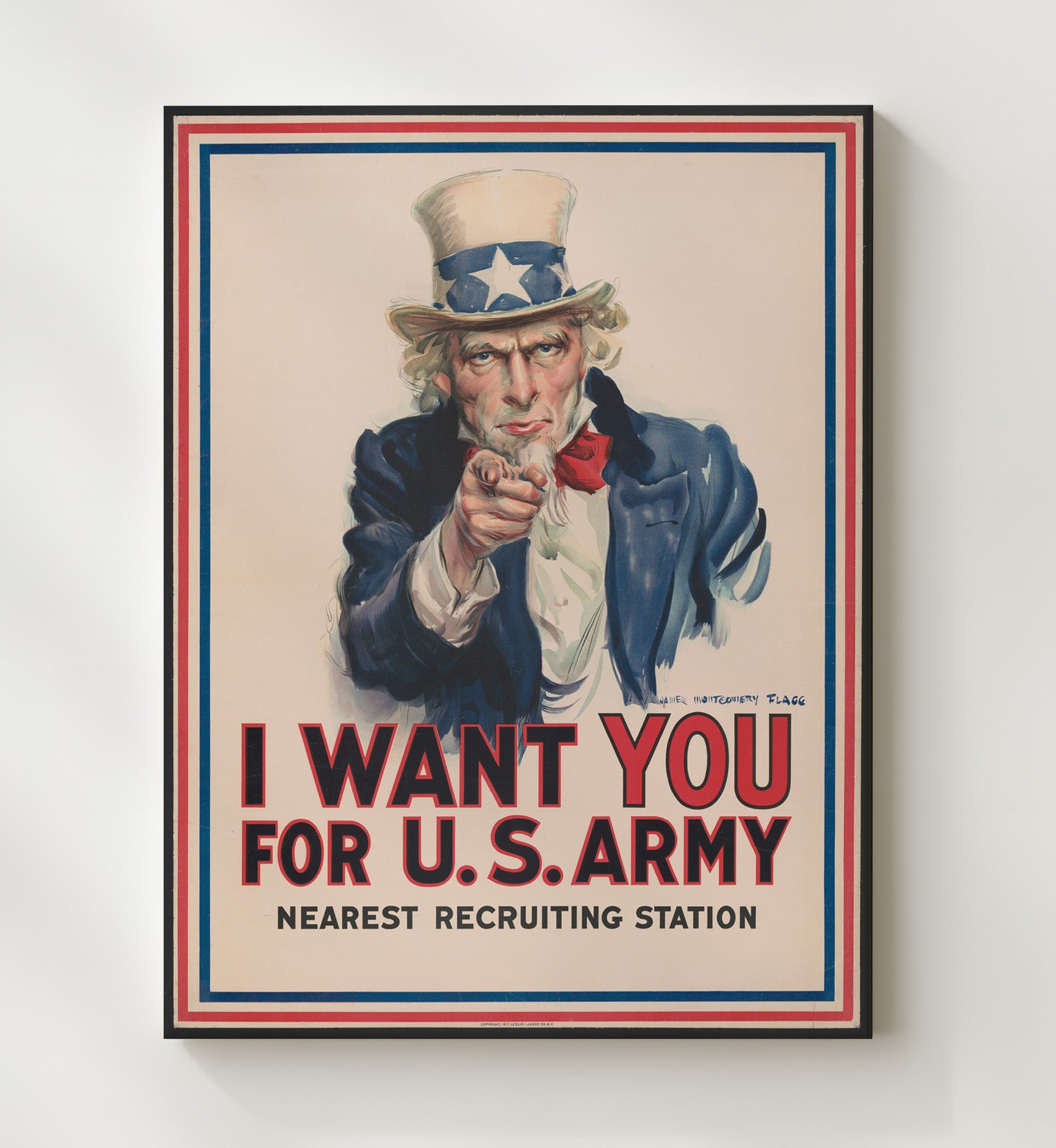 Uncle Sam I Want You war poster wall art 20x24 Canvas