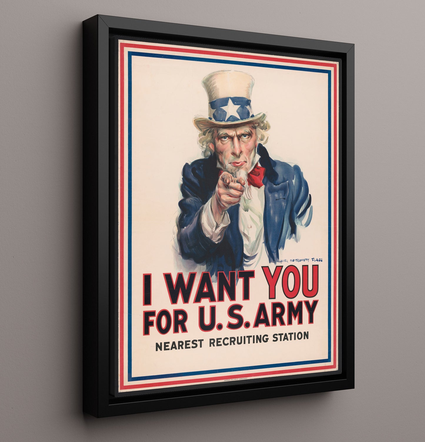 Vintage War Poster - Uncle Sam I Want You Vintage War Wall Art - 16x20 Framed Canvas