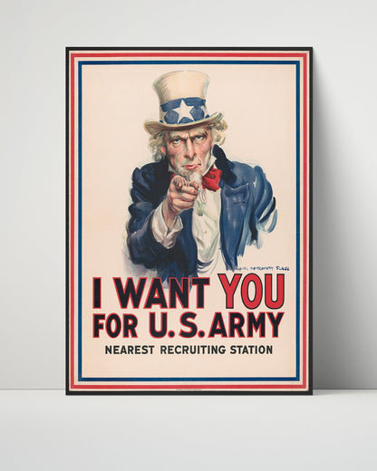 Vintage War Poster Unframed- Uncle Sam I Want You