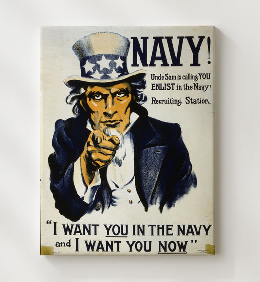 Uncle Sam Is Calling You for the Navy vintage war poster canvas wall art 20x24 Canvas