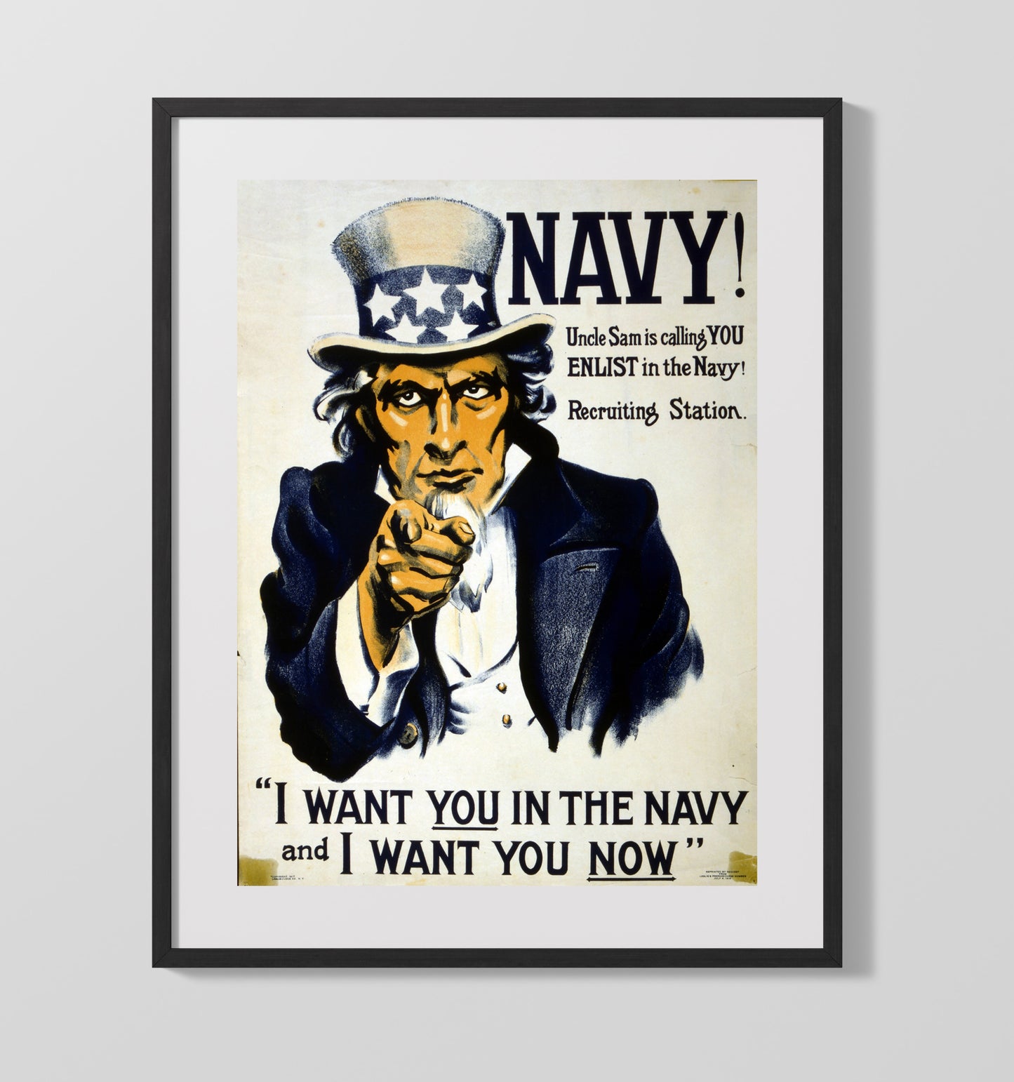 Uncle Sam Is Calling You for the Navy war poster wall art 16x20 Gallery Frame