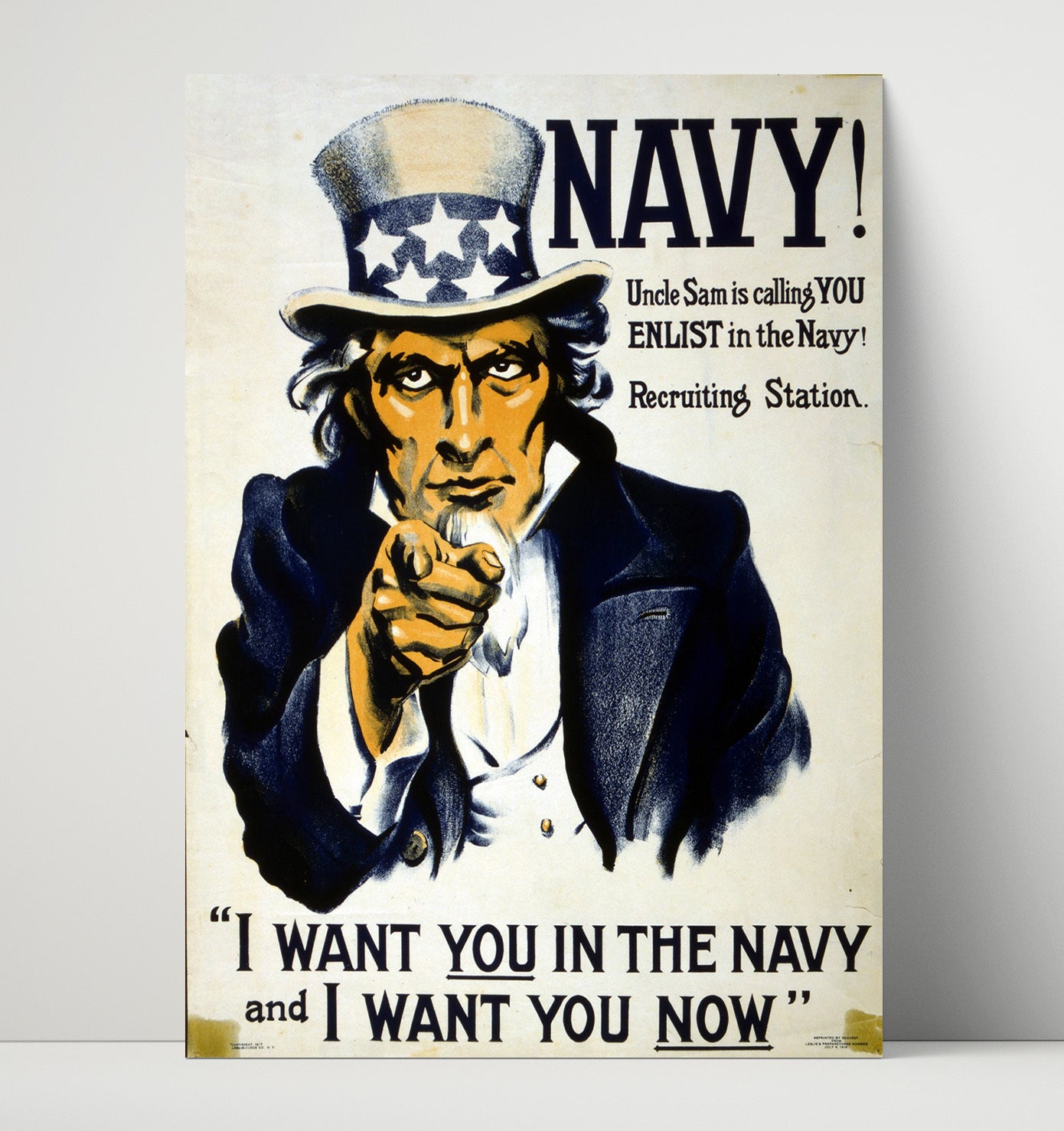 Vintage War Poster - Uncle Sam Is Calling You for the Navy Vintage War Wall Art - 16x20 Unframed Print