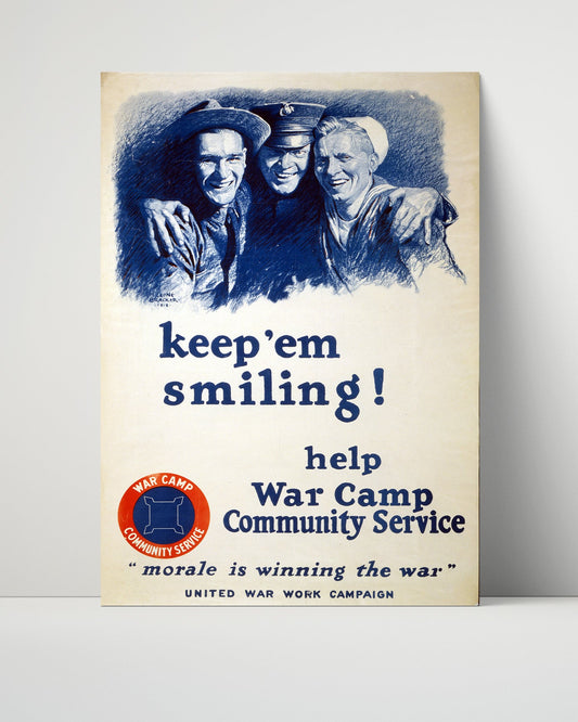 Vintage War Poster Unframed- United We Win with American Workers