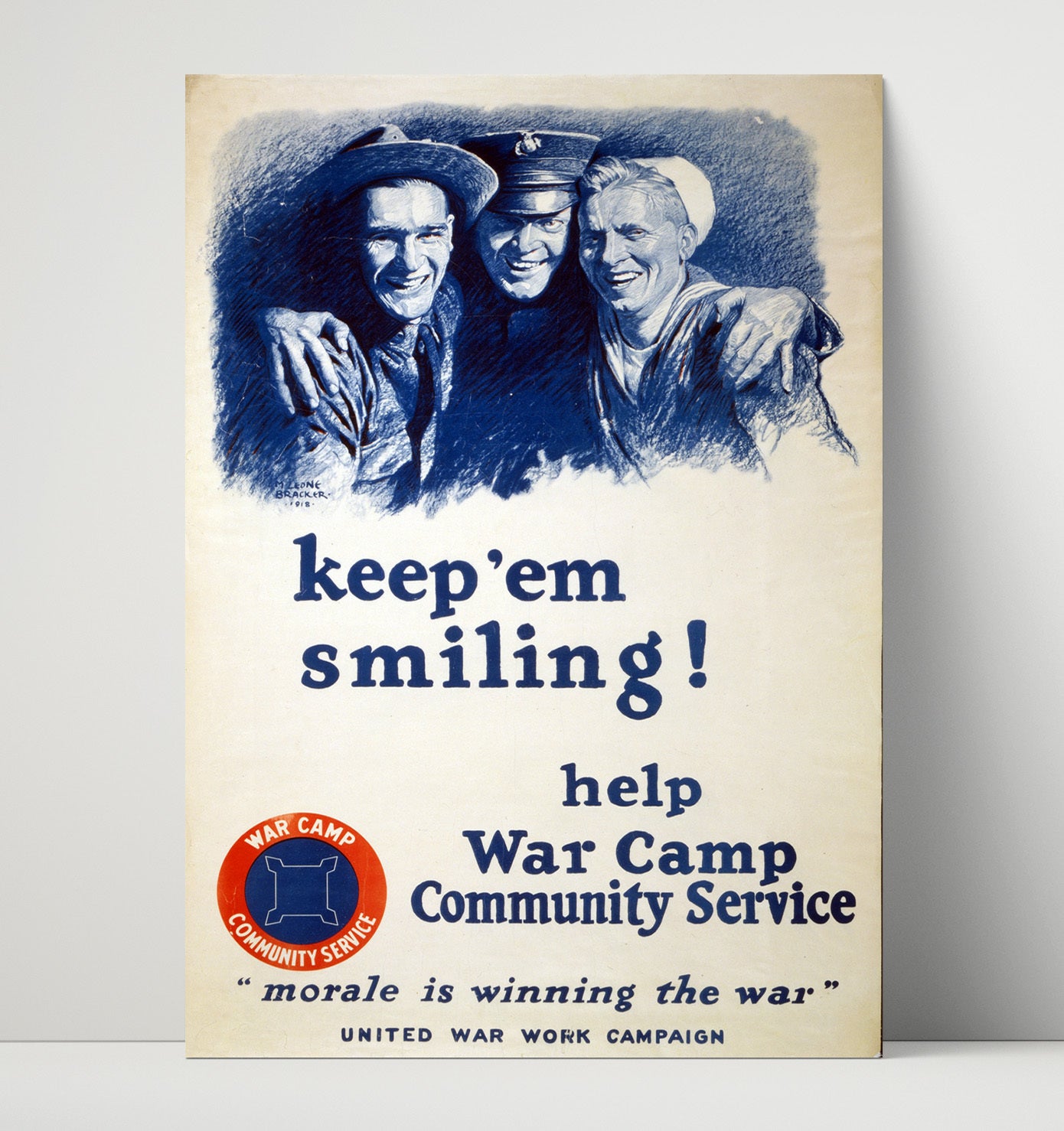 United War Work Campaign to Keep 'Em Smiling war poster wall art 16x20 Unframed Print