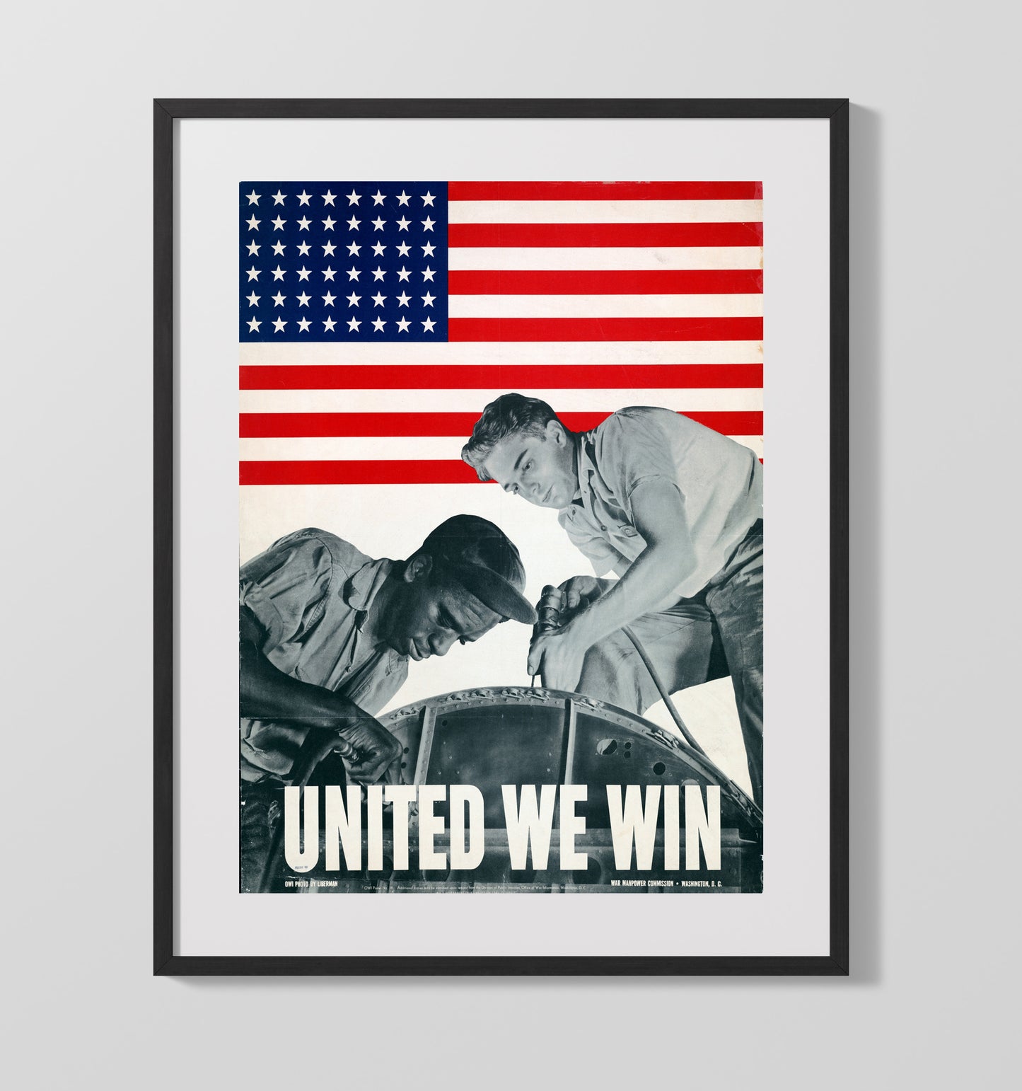 United We Win with American Workers war poster wall art 16x20 Gallery Frame