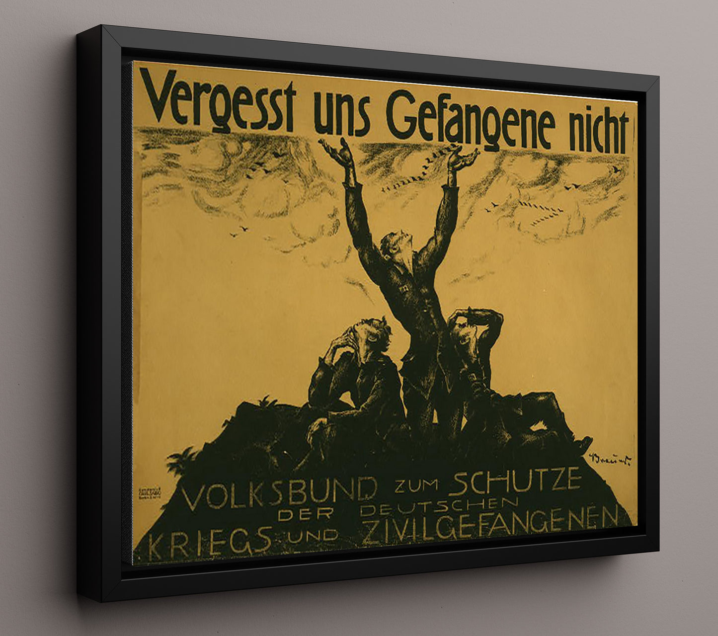 Vergesst uns Gefangene Nicht - Don't forget the prisoners war poster wall art 16x20 Framed Canvas