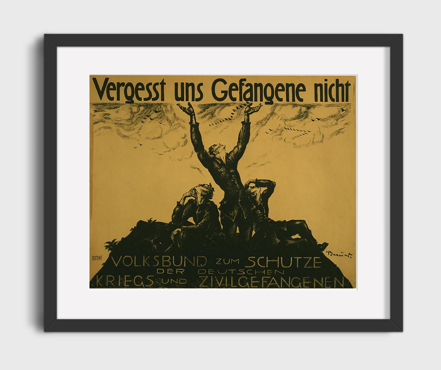 Vergesst uns Gefangene Nicht - Don't forget the prisoners war poster wall art 16x20 Gallery Frame