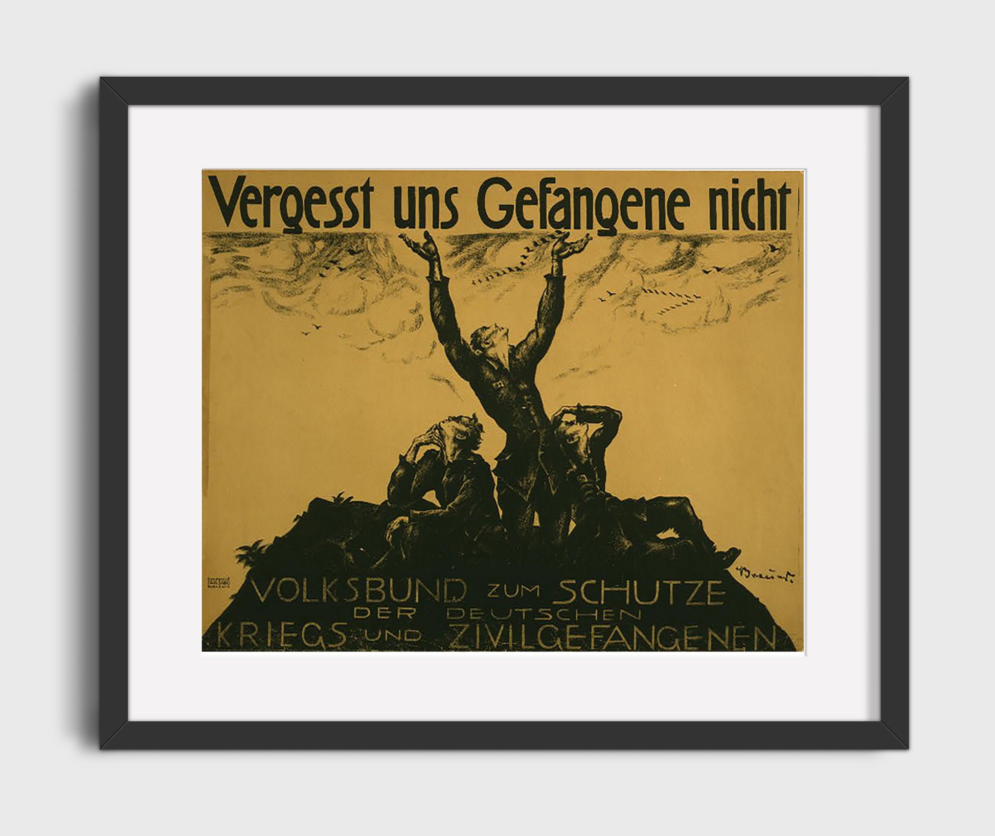 Vergesst uns Gefangene Nicht - Don't forget the prisoners war poster wall art 16x20 Gallery Frame