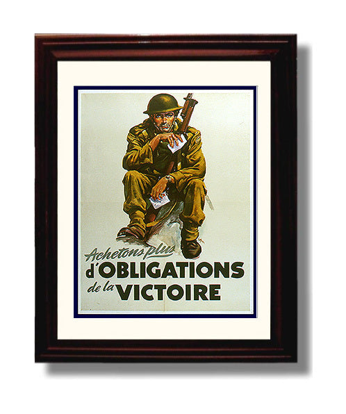 Victory Bonds Canada - Soldier with Bonds war poster wall art 8x10 Beveled Frame