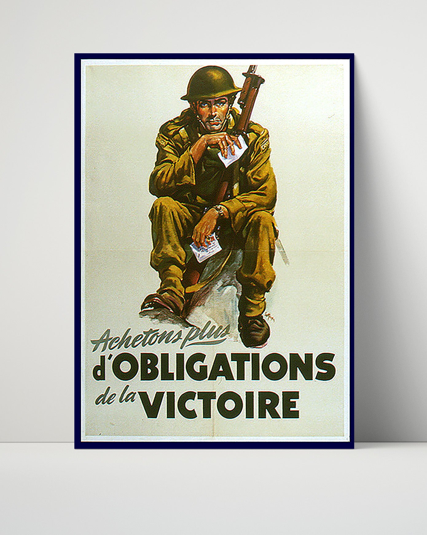 Vintage War Poster - Victory Bonds Canada - Soldier with Bonds