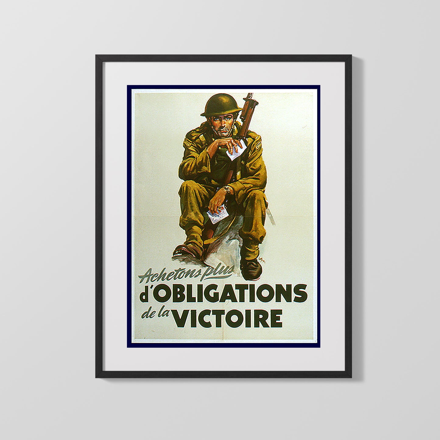 Vintage War Poster - Victory Bonds Canada - Soldier with Bonds