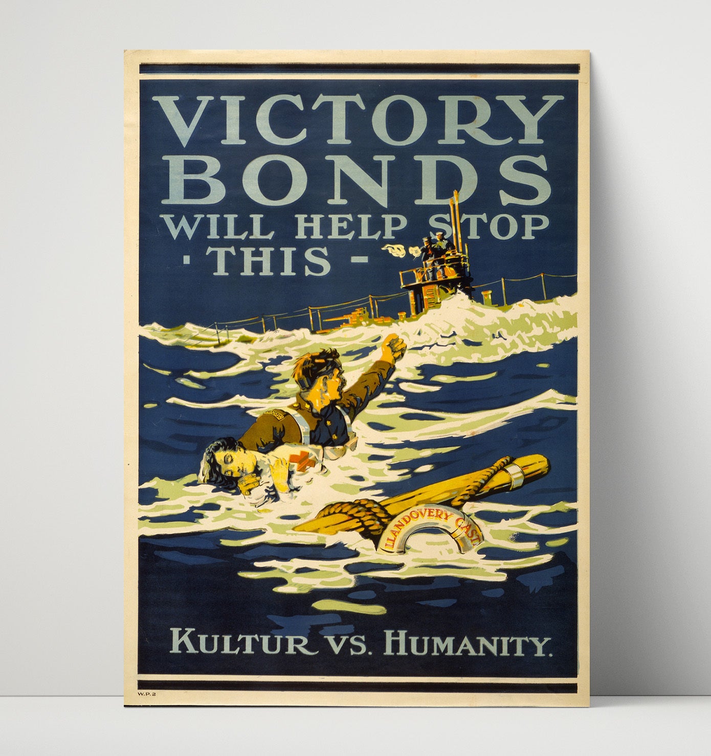 Vintage War Poster - Victory Bonds Will Stop This Kultur vs Humanity Vintage War Wall Art - 16x20 Unframed Print