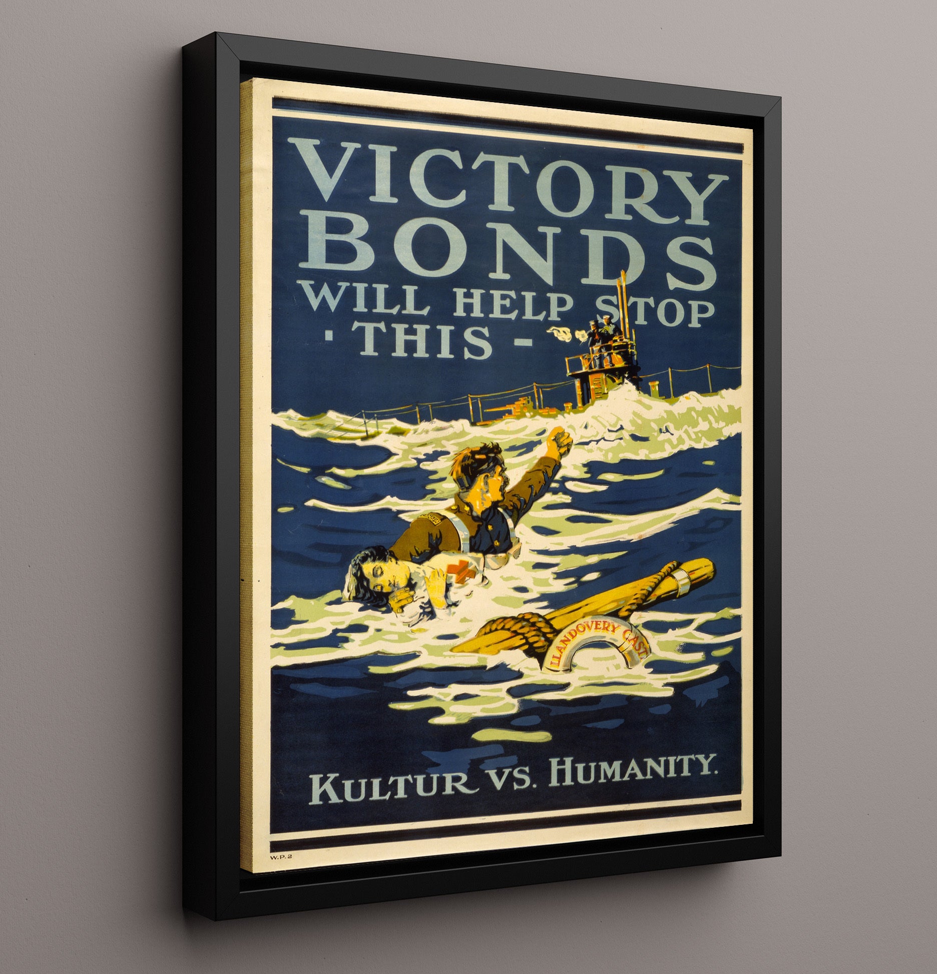 Victory Bonds Will Stop This Kultur vs Humanity war poster wall art 16x20 Framed Canvas
