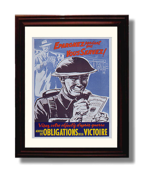 Vintage War Poster - Victory Loan - Achieve While You Serve Vintage War Wall Art - 8x10 Beveled Frame