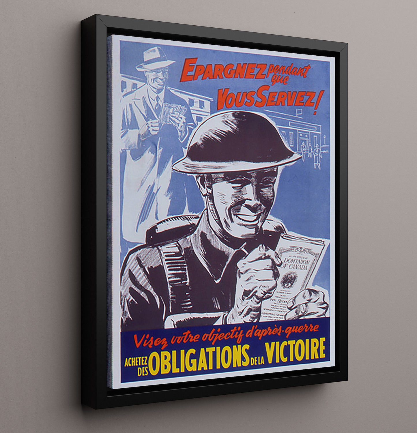 Vintage War Poster - Victory Loan - Achieve While You Serve Vintage War Wall Art - 16x20 Framed Canvas