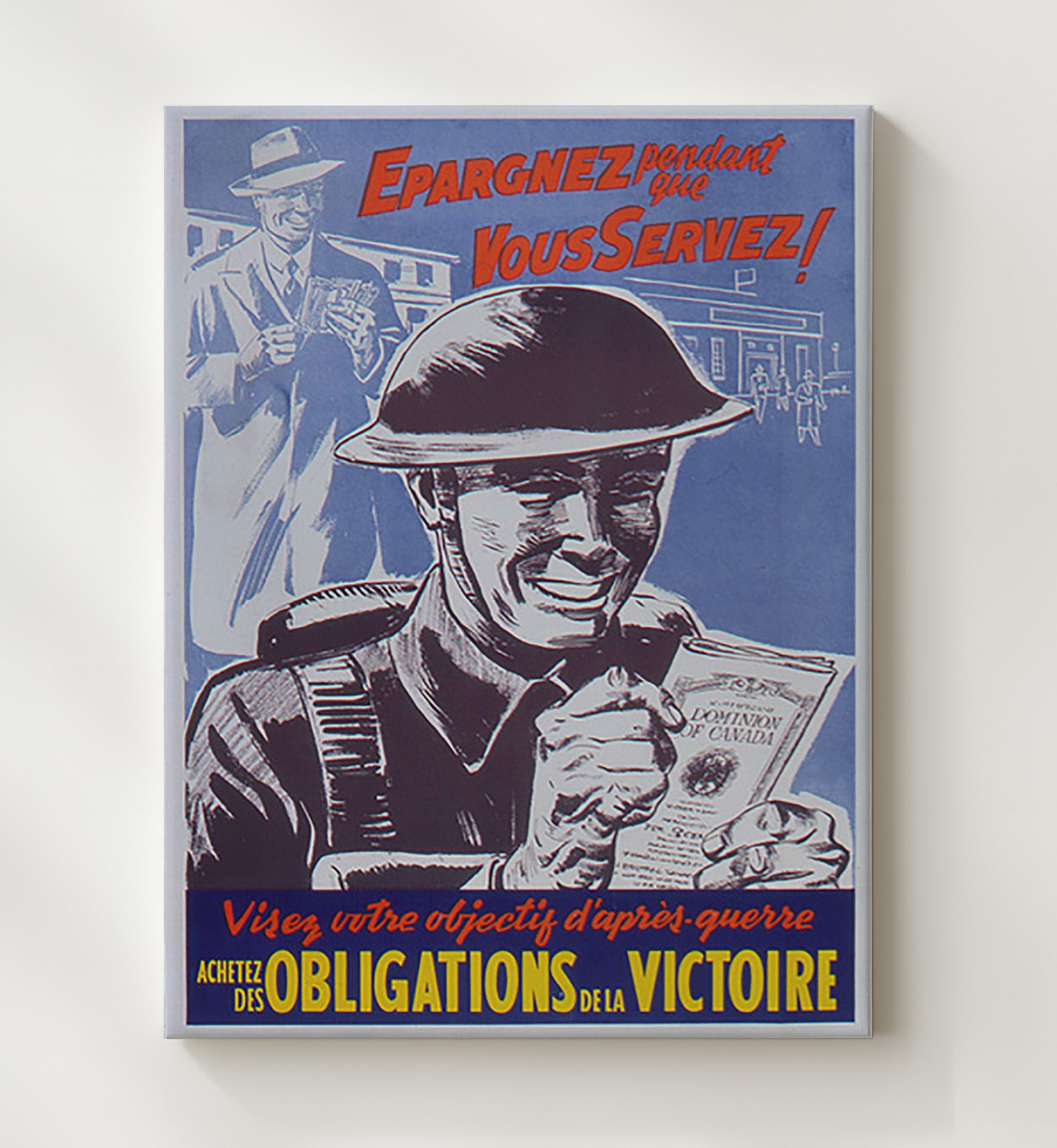 Vintage War Poster - Victory Loan - Achieve While You Serve Vintage War Wall Art - 20x24 Canvas