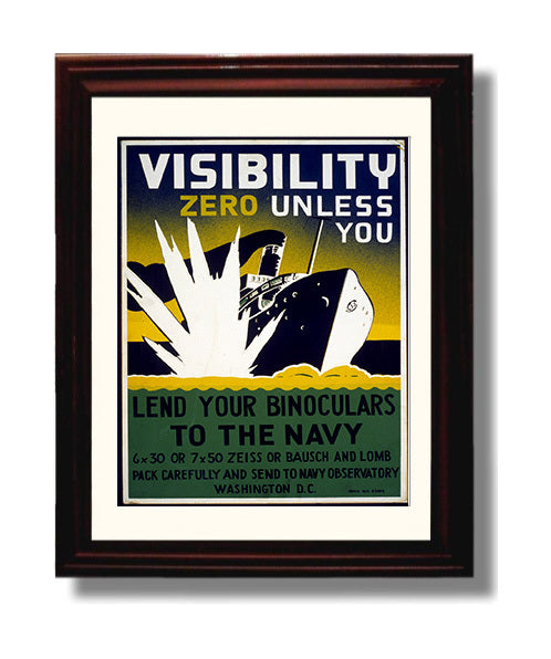 Visibility Zero - Lend Your Eyes war poster wall art 8x10 Beveled Frame