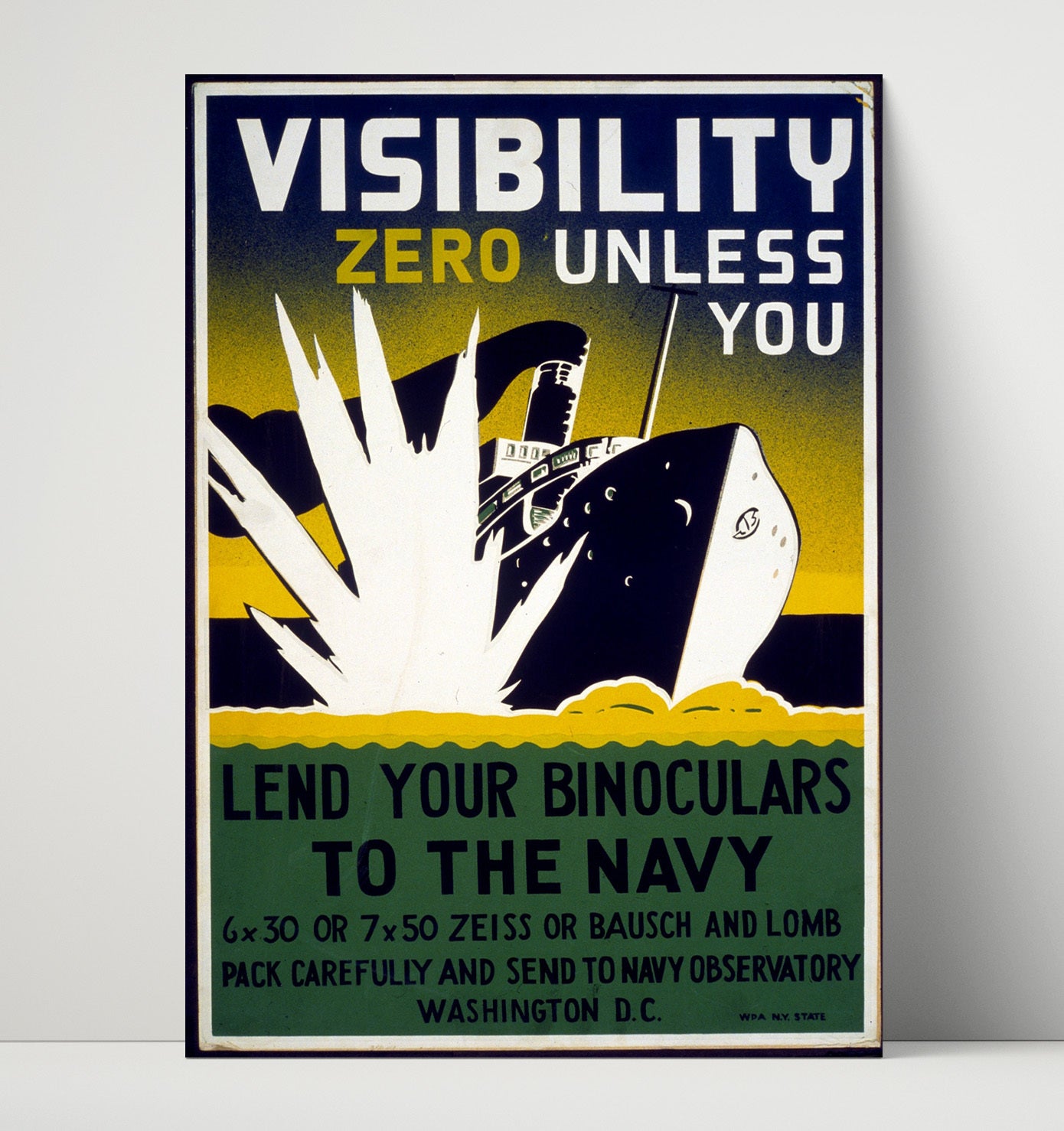 Vintage War Poster - Visibility Zero - Lend Your Eyes Vintage War Wall Art - 16x20 Unframed Print