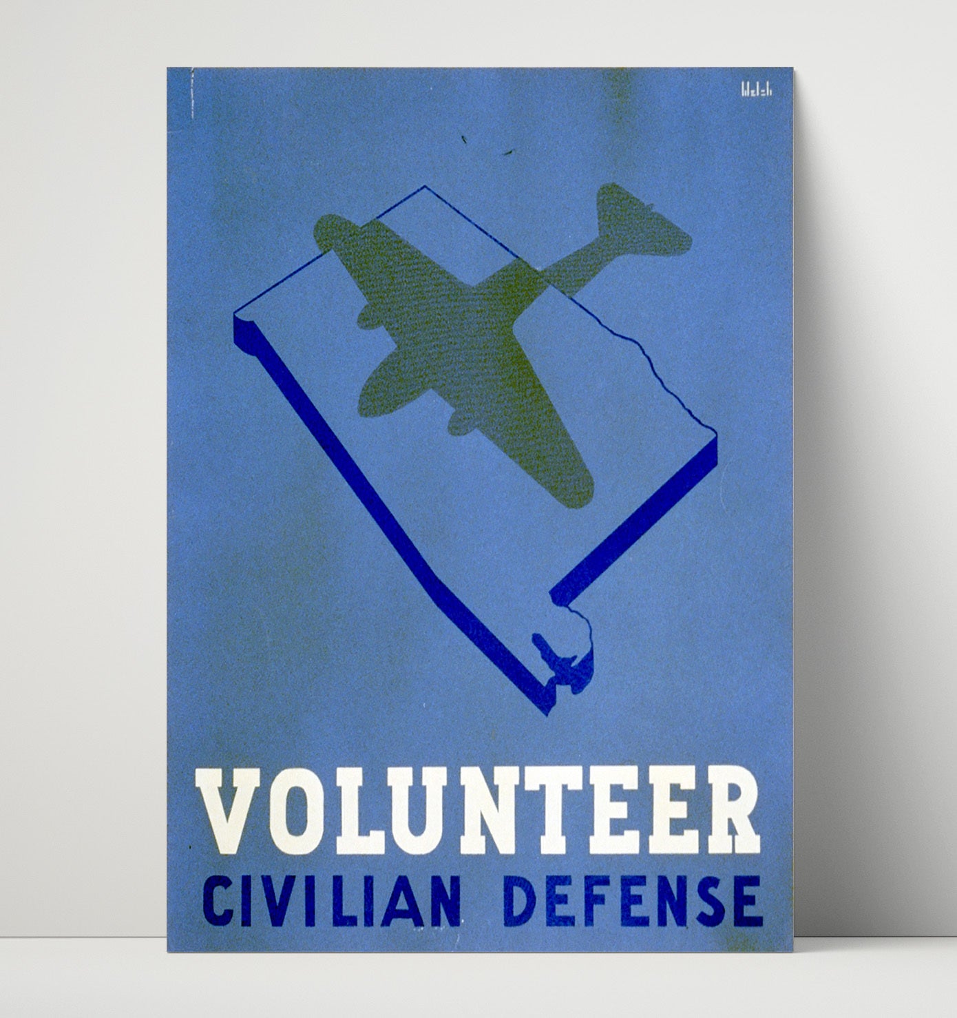 Vintage War Poster - Volunteer Defense - Shadow Watch Vintage War Wall Art - 16x20 Unframed Print