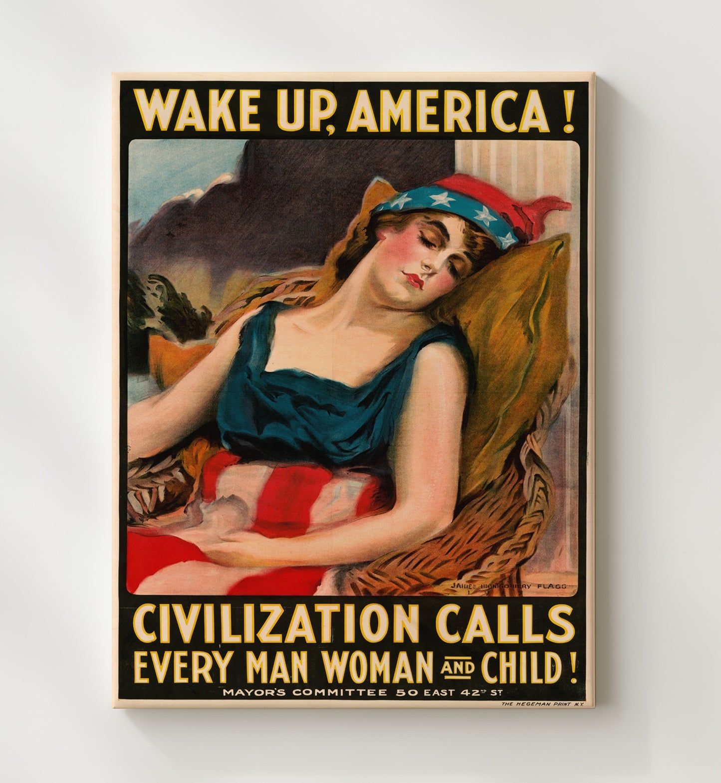 Wake Up America - Civilization Calls war poster wall art 20x24 Canvas