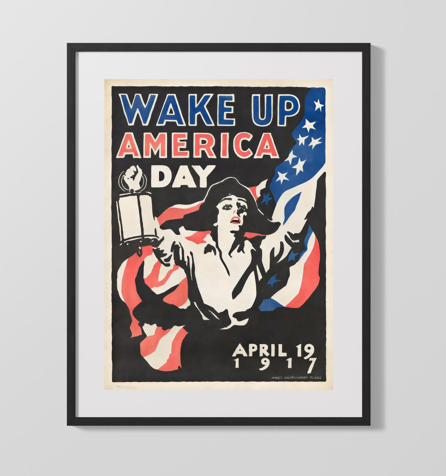 Wake Up America Day - Lantern Call war poster wall art 16x20 Gallery Frame