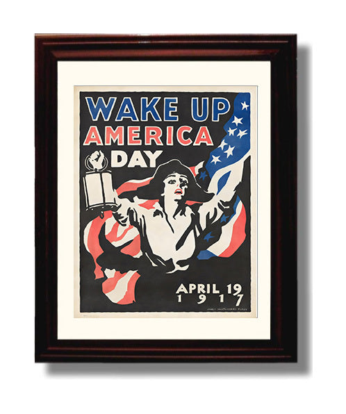 Wake Up America Day - Lantern Call war poster wall art 8x10 Beveled Frame