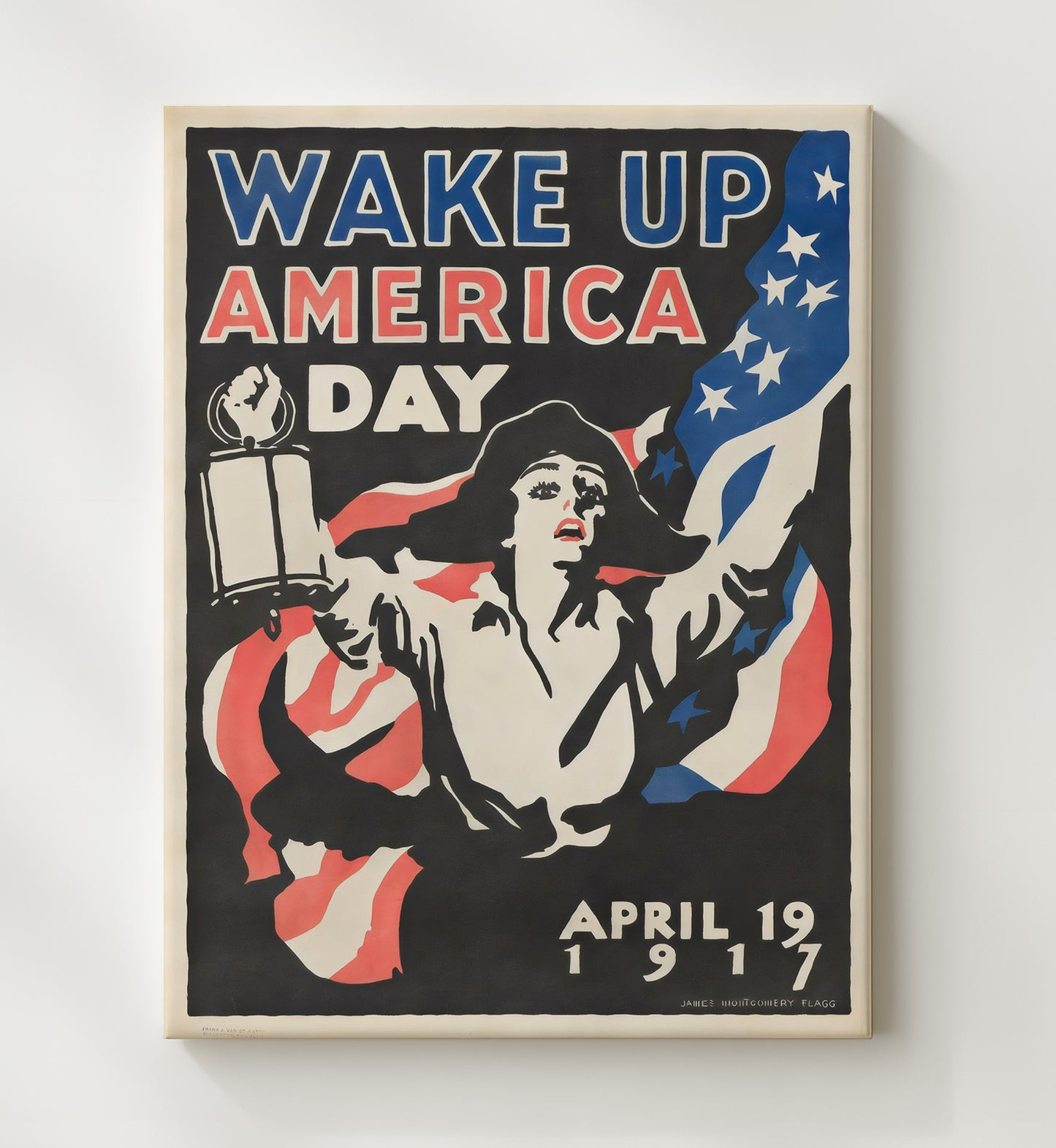 Wake Up America Day - Lantern Call vintage war canvas 20x24