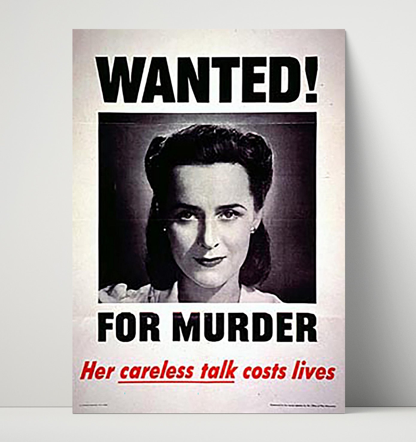 Vintage War Poster - Wanted for Murder - Loose Lips Doom Vintage War Wall Art - 16x20 Unframed Print