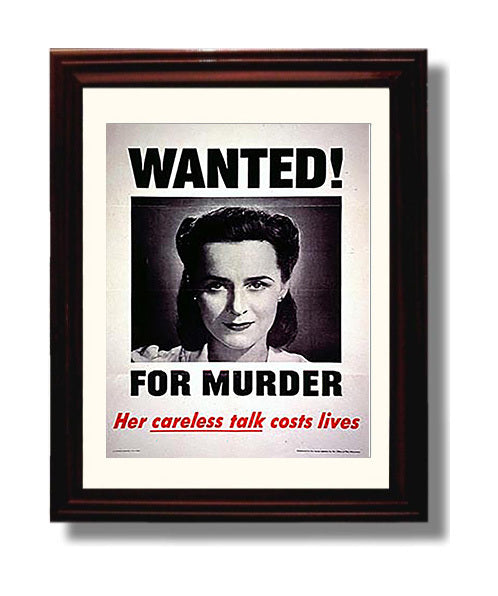 Vintage War Poster - Wanted for Murder - Loose Lips Doom