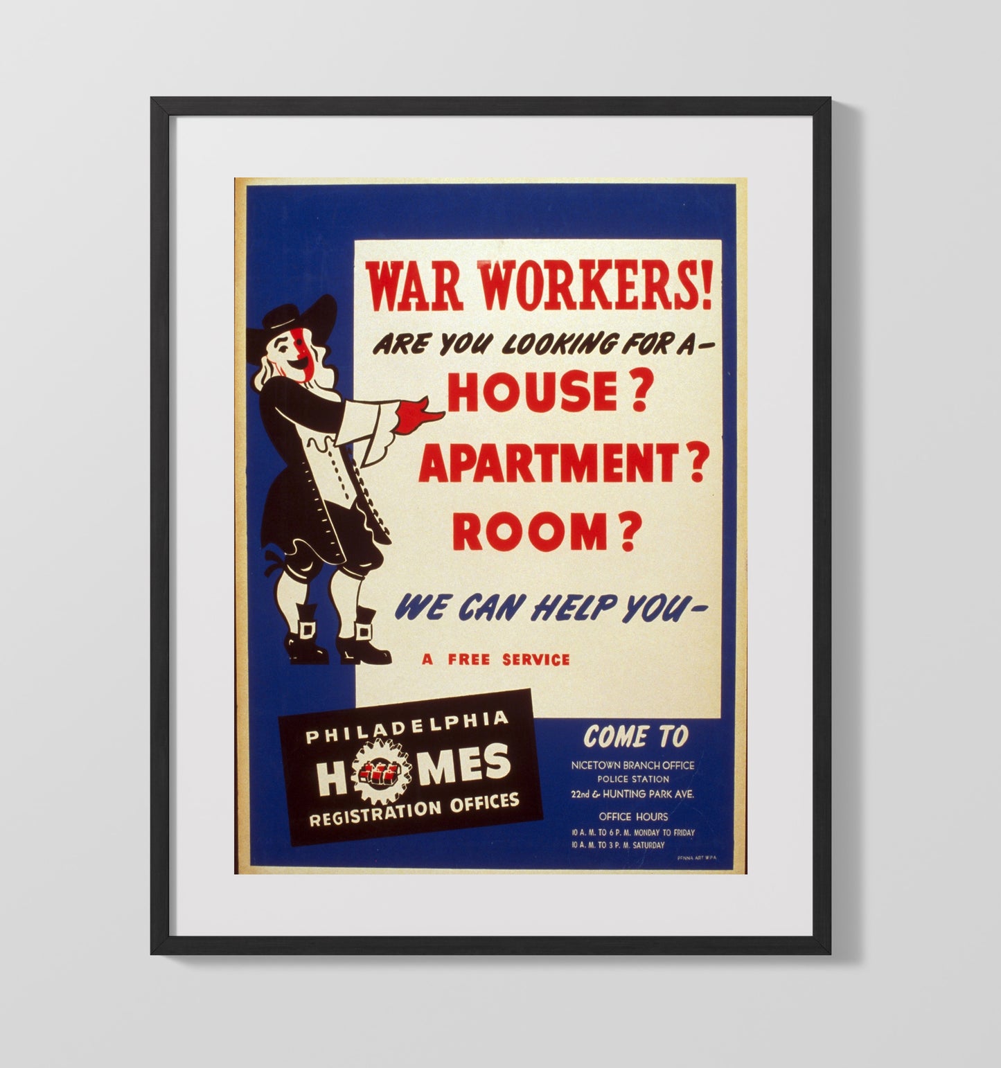 War Workers Housing - Room for You war poster wall art 16x20 Gallery Frame