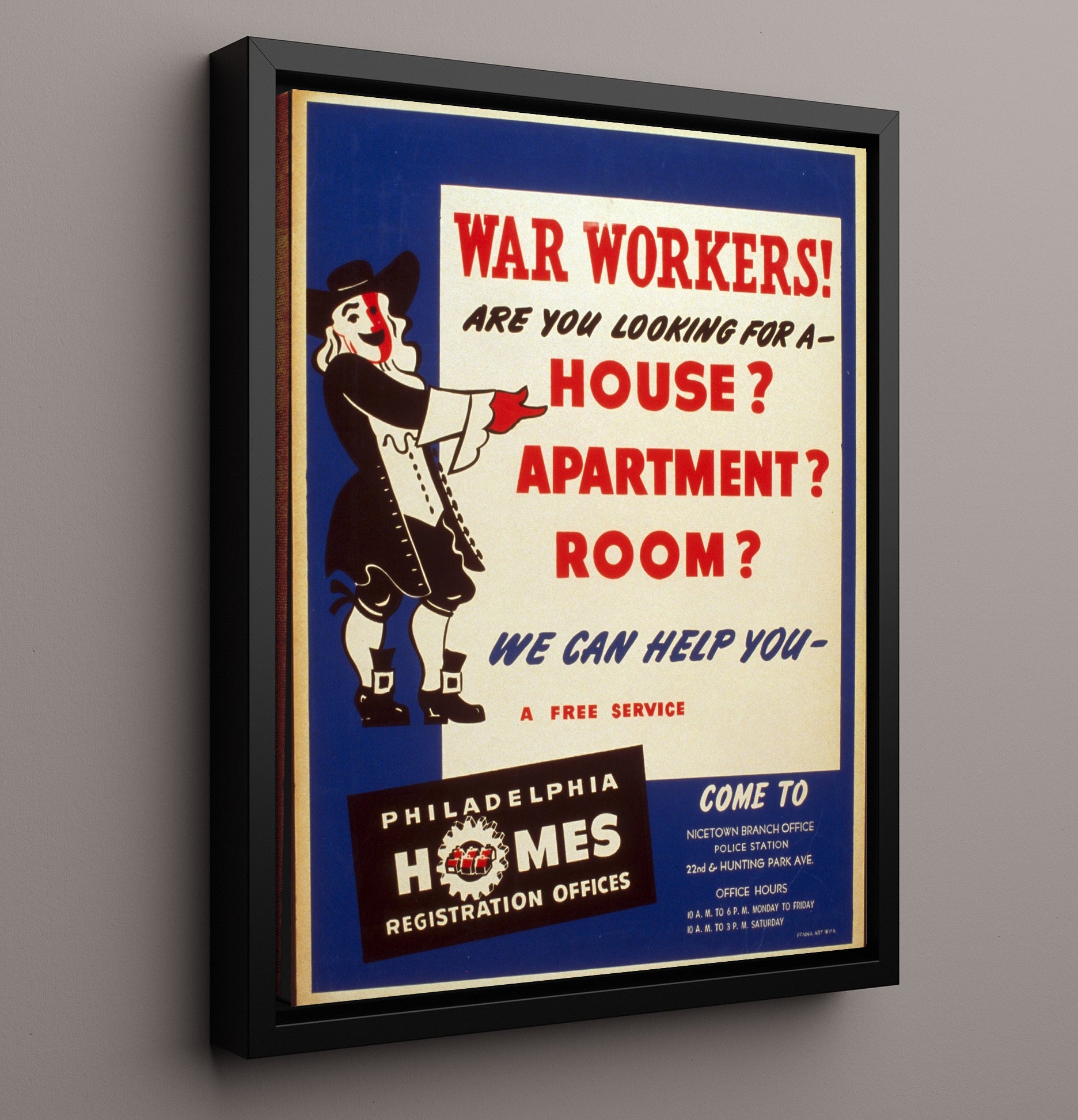 War Workers Housing - Room for You war poster wall art 16x20 Framed Canvas