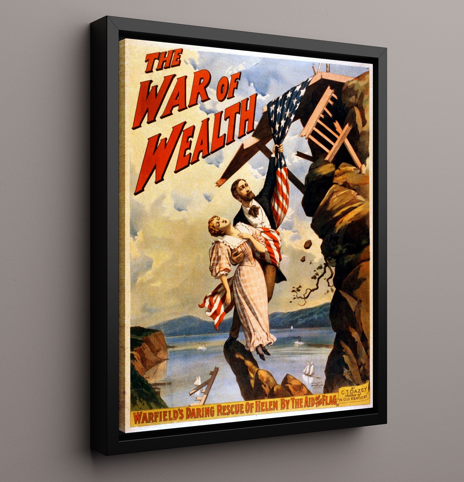 Vintage War Poster - War of Wealth - FlagRescue Vintage War Wall Art - 16x20 Framed Canvas