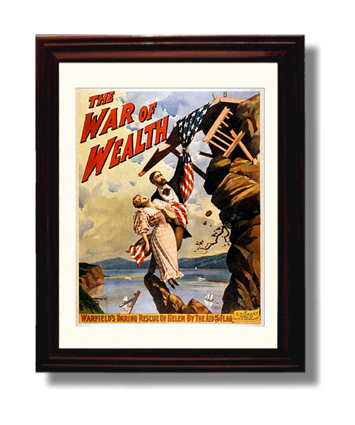 War of Wealth - Flag Rescue war poster wall art 8x10 Beveled Frame
