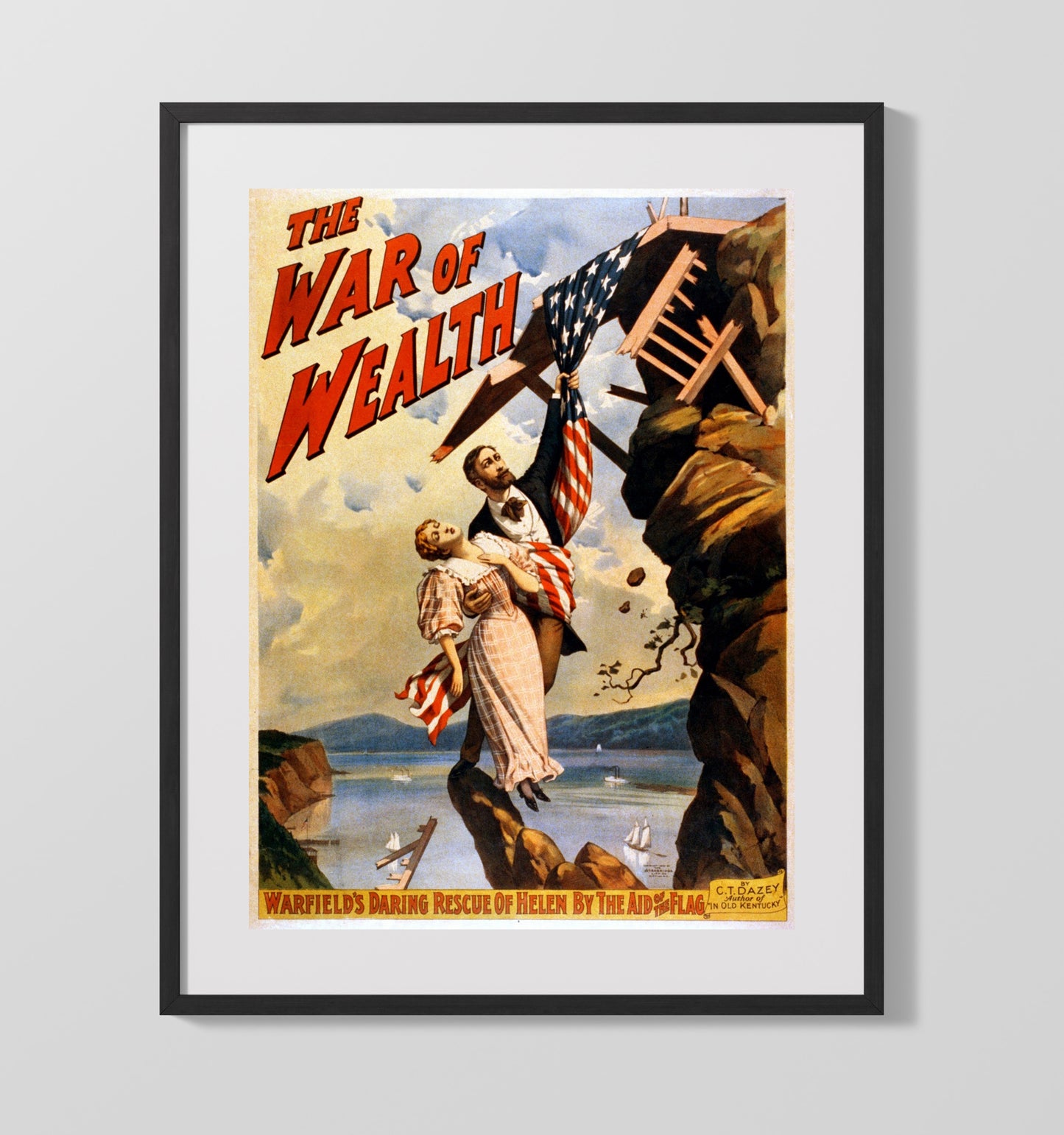 War of Wealth - Flag Rescue war poster wall art 16x20 Gallery Frame