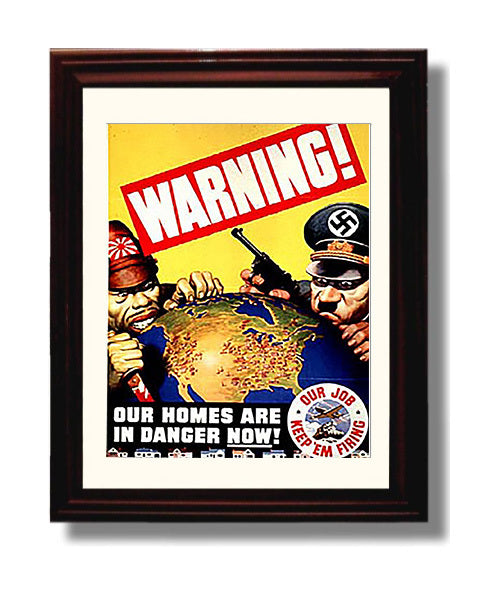 Warning Axis - World in Danger war poster wall art 8x10 Beveled Frame