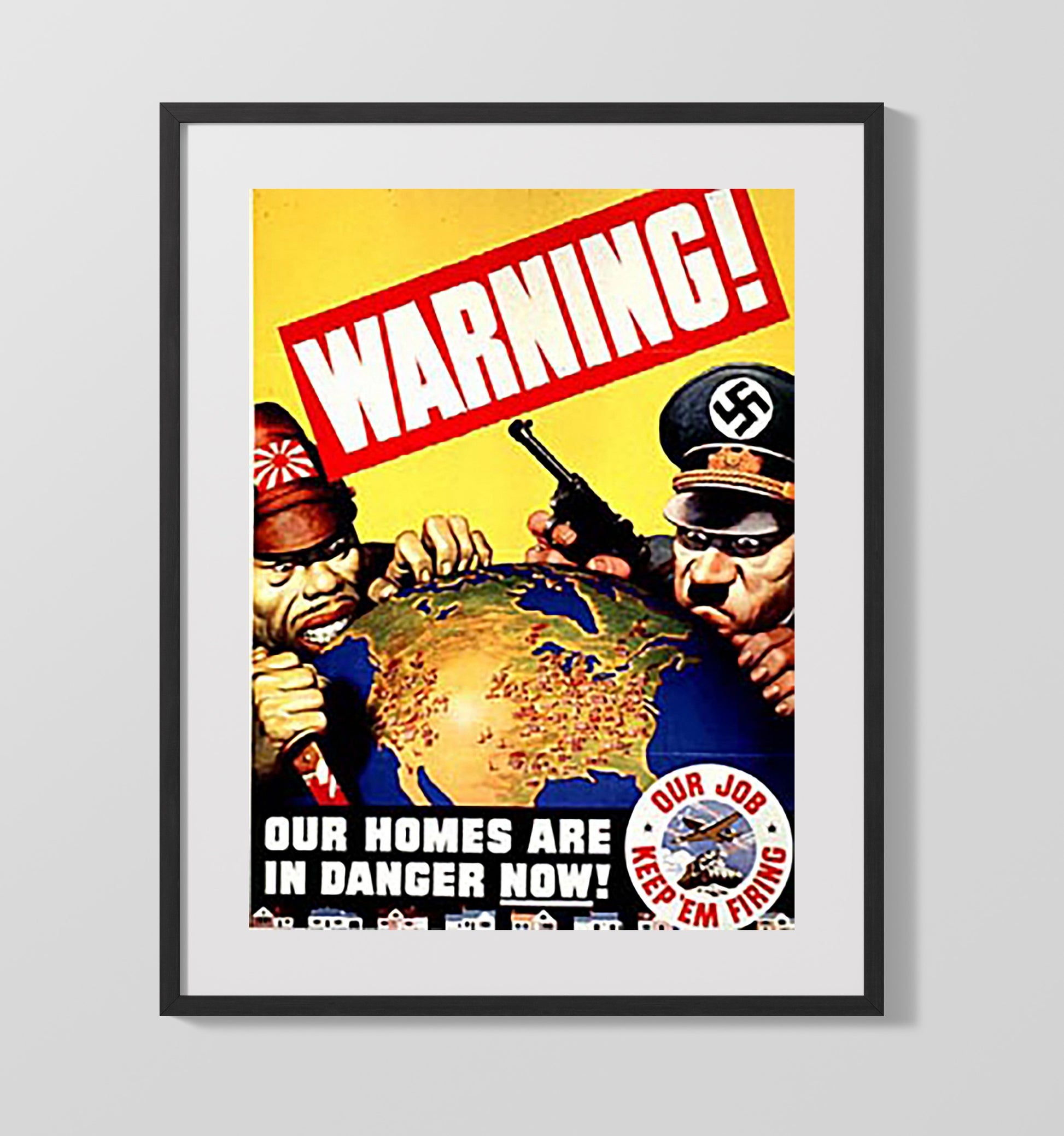 Warning Axis - World in Danger war poster wall art 16x20 Gallery Frame