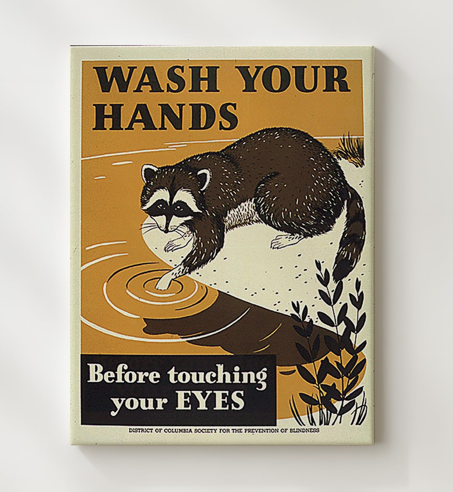 Vintage War Poster - Wash Your Hands Health Poster Vintage War Wall Art - 20x24 Canvas