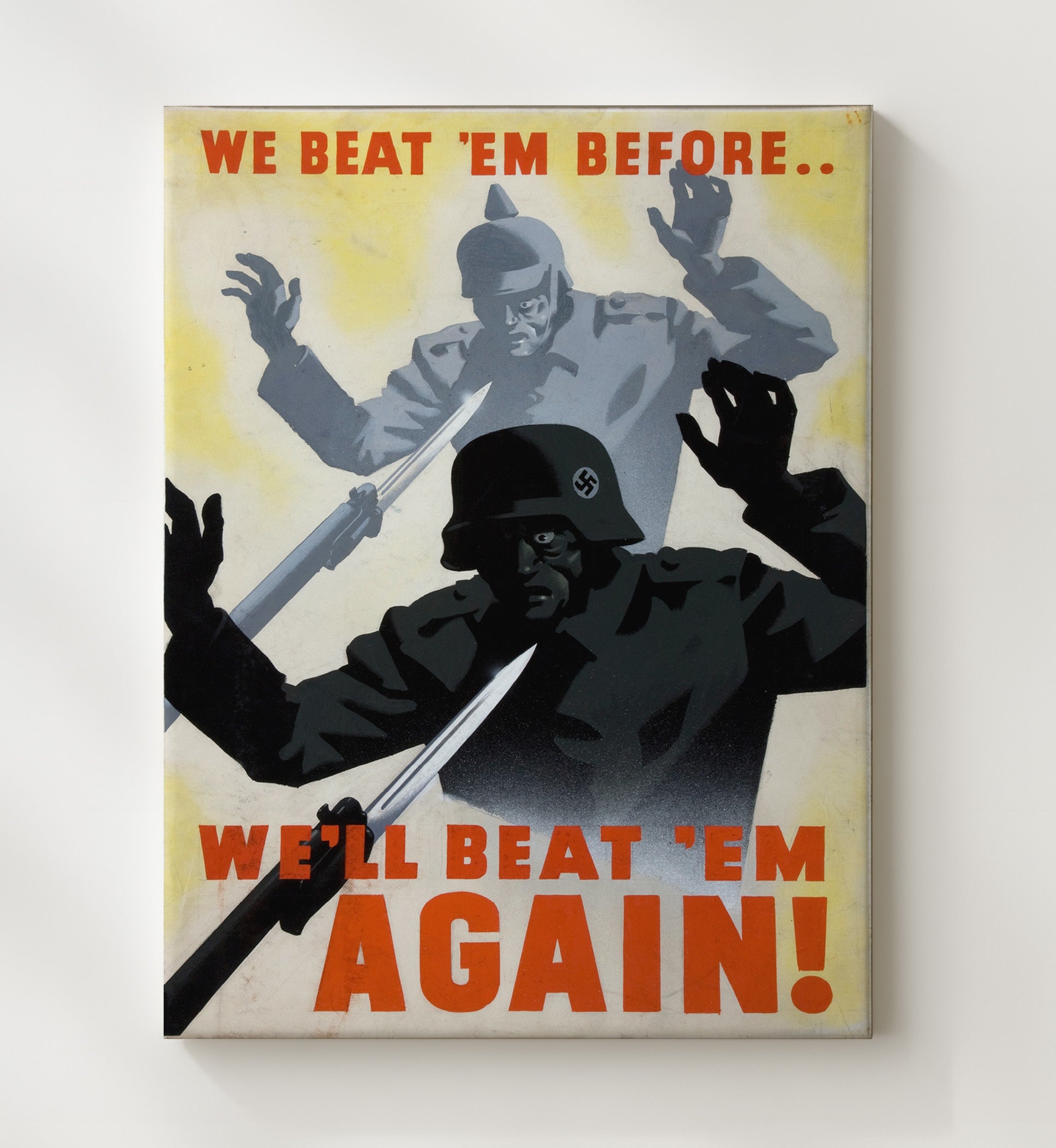 We Beat 'Em Before We Will Beat 'Em Again vintage war poster canvas wall art 20x24 Canvas