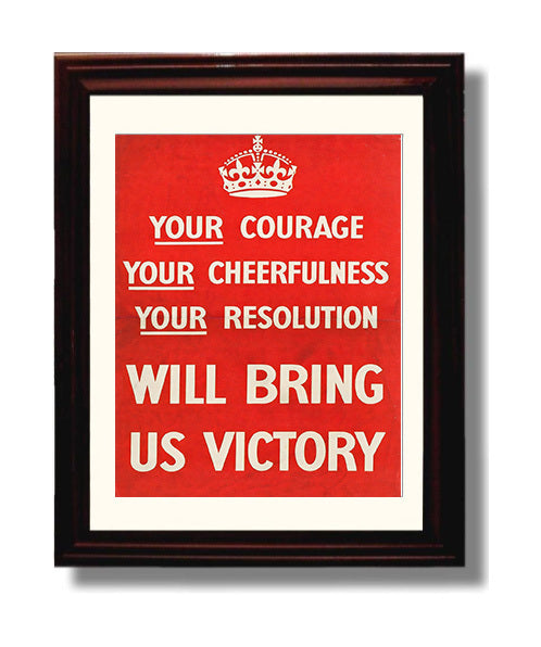 Will Bring Us Victory - Keep Calms Cousin war poster wall art 8x10 Beveled Frame