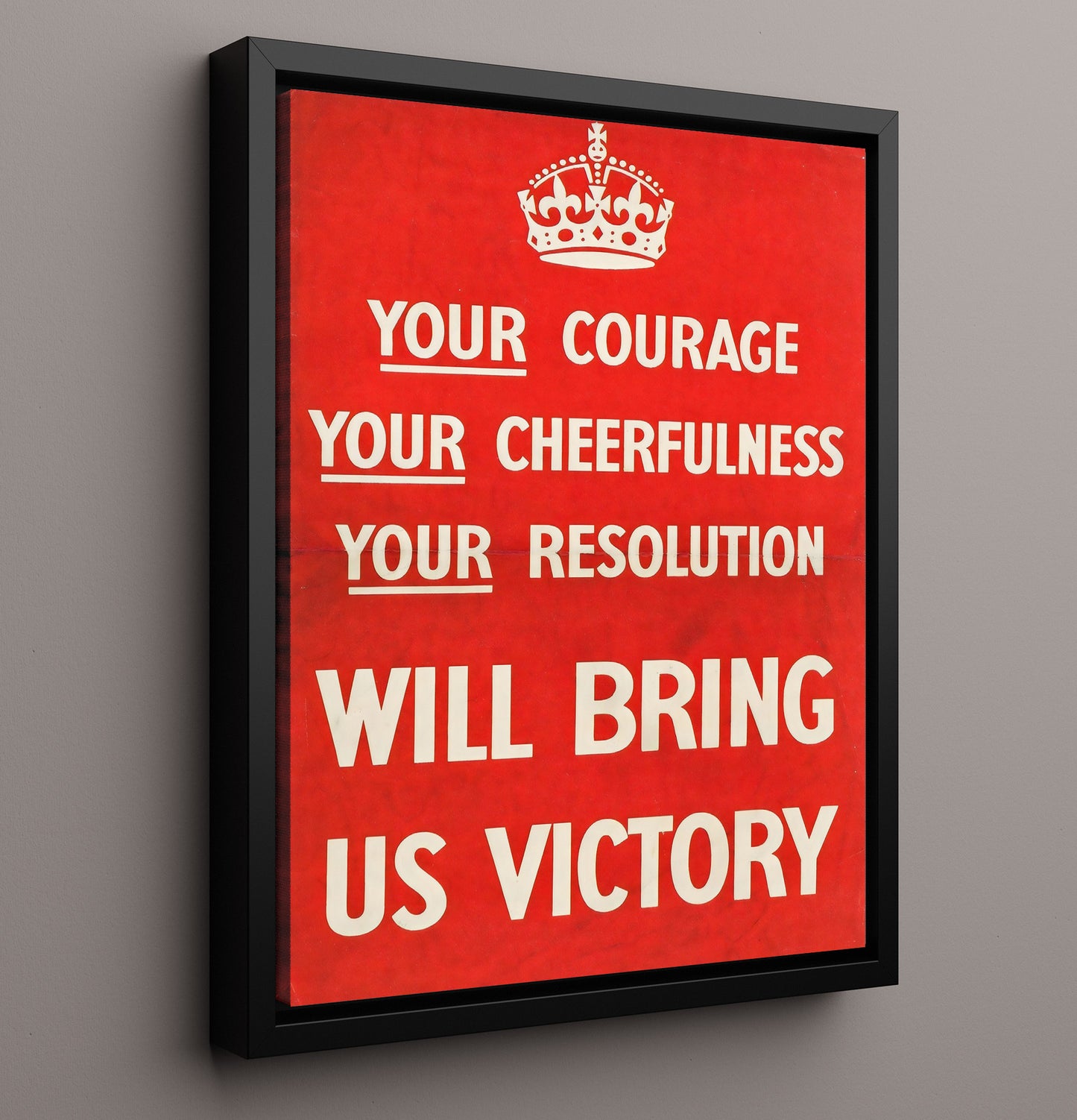 Will Bring Us Victory - Keep Calms Cousin war poster wall art 16x20 Framed Canvas