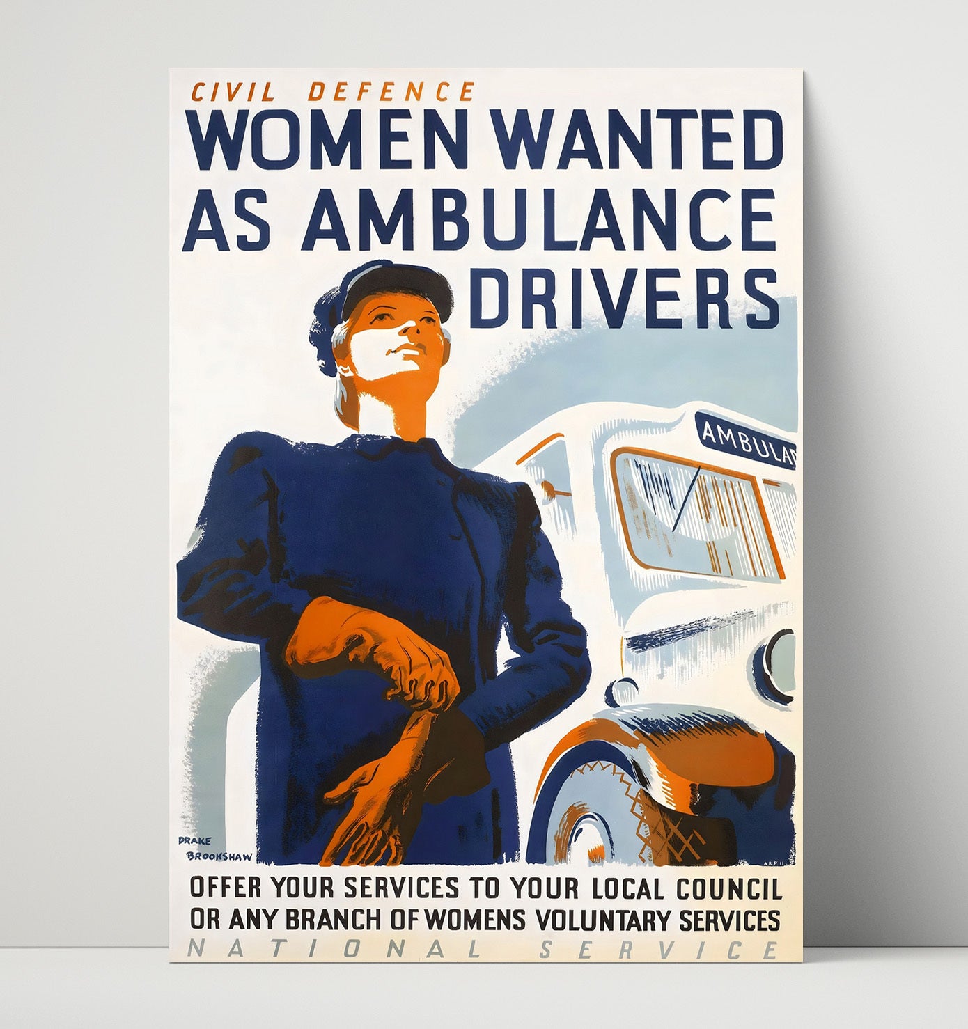Vintage War Poster - Women Ambulance Drivers - Roll With It Vintage War Wall Art - 16x20 Unframed Print