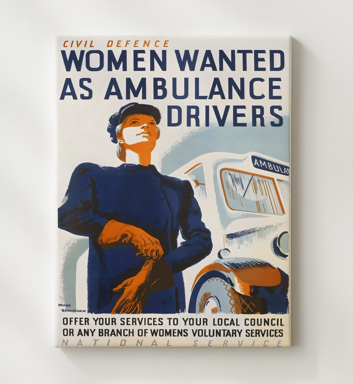 Vintage War Poster - Women Ambulance Drivers - Roll With It Vintage War Wall Art - 20x24 Canvas