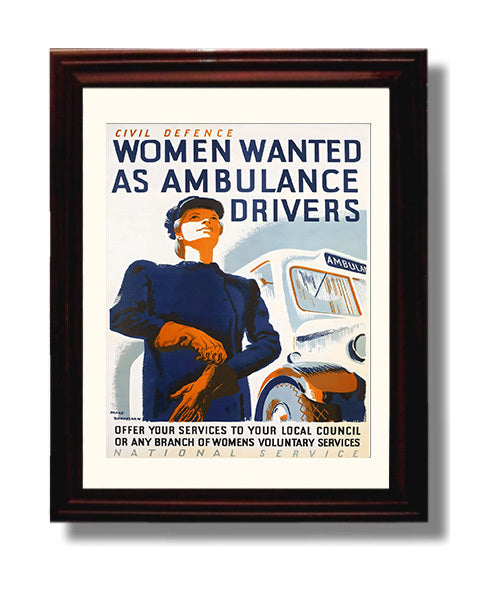 Women Ambulance Drivers - Roll With It war poster wall art 8x10 Beveled Frame