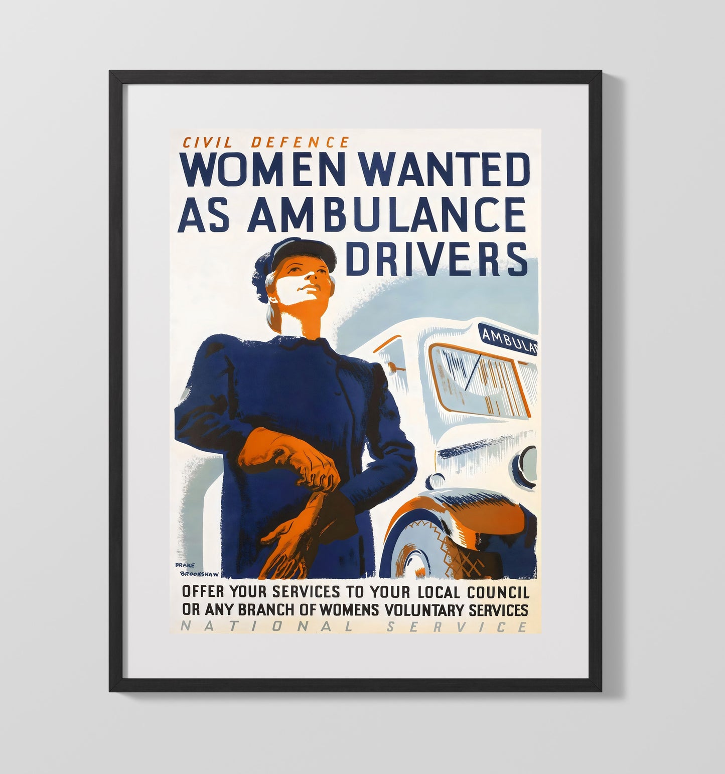 Women Ambulance Drivers - Roll With It war poster wall art 16x20 Gallery Frame